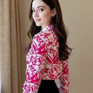 ELVORA Women's Relaxed Fit Printed Spread Collar Casual Shirt