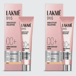 Lakmé 9 to 5 Complexion Care Face Cream Foundation (Beige, 60 g) – Pack of 2 | Matte Finish CC Cream with 3% Niacinamide & SPF 30