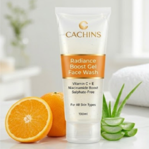 CACHINS Radiance Boost Gel Face Wash (100ml) | Vitamin C + E & Niacinamide | Sulphate-Free Gentle Cleanser for Glowing Skin
